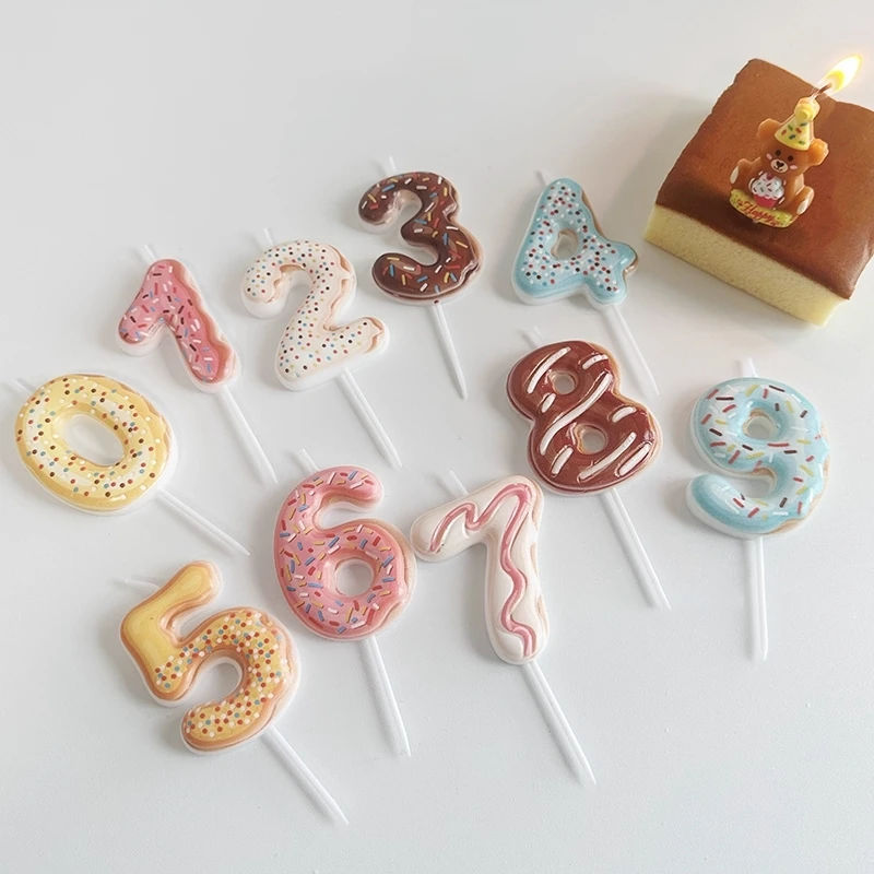 Zebra Candle Supplies - Bougie numéro Donut douce 0-9, bougies